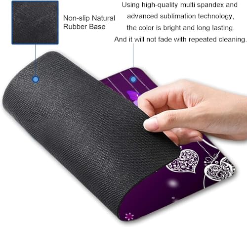 Image of Premium-Textured Mouse Pad, Non-Slip Rubber Base Mousepad for Laptop, Computer & PC, 9.5x7.9 in - Enhanced Precision, Ergonomic Comfort, Ideal for Gaming & Office (Purple Heart Butterfly)