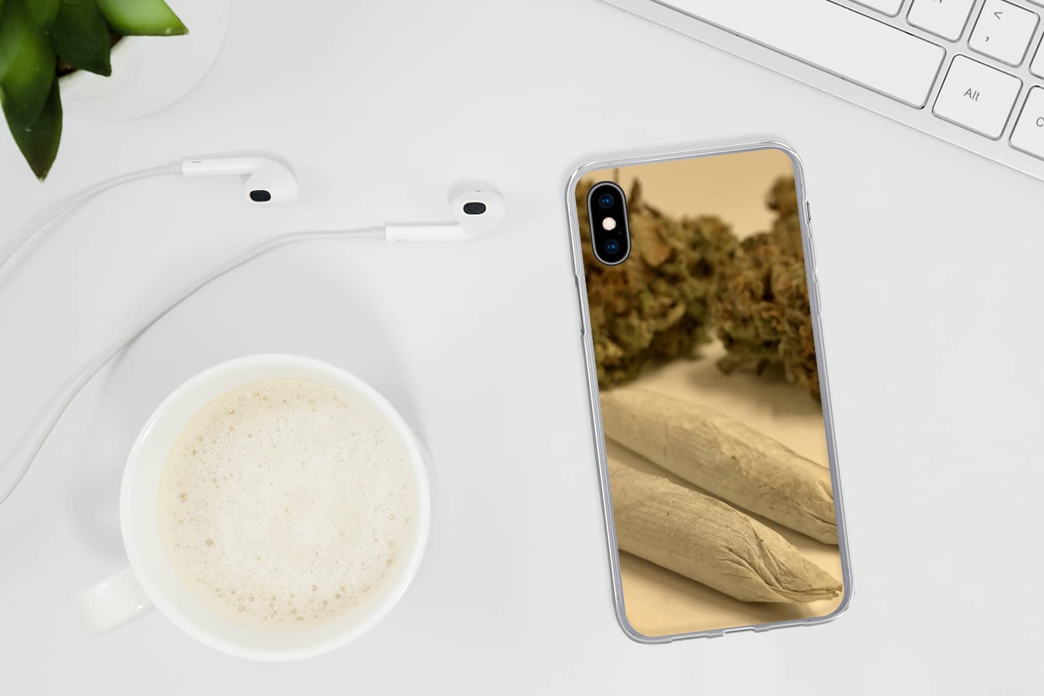 MuchoWow Funda para iPhone X - Cannabis Medicinal con porros enrollados - Funda de Silicona/Funda Blanda para teléfono móvil