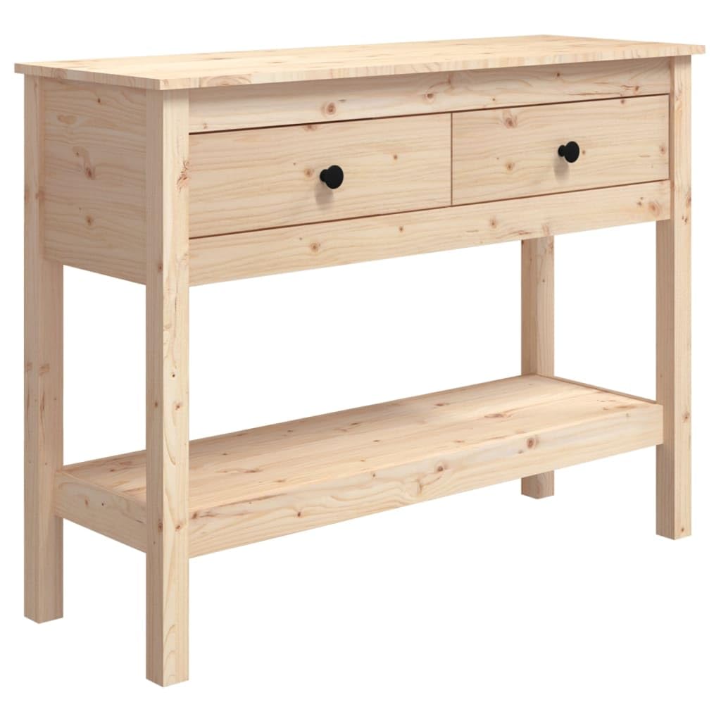 Stolik konsolowy 100 x 35 x 75 cm z litego drewna sosnowego, stół do przedpokoju z 2 szufladami, stolik pomocniczy do salonu, przedpokoju