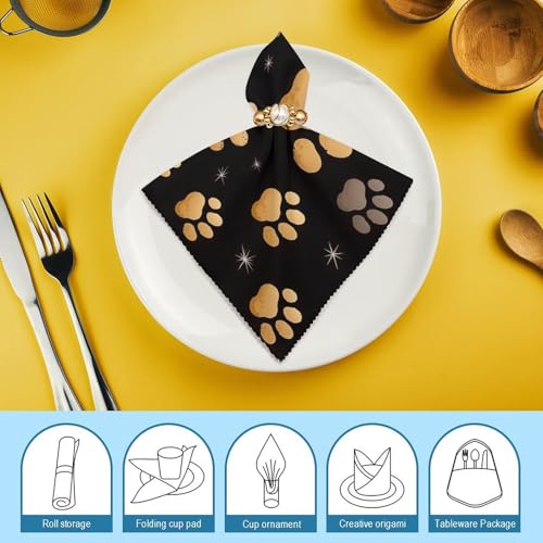 Servilletas de tela decorativas con estampado de patas de perro 2 piezas miniatura 7