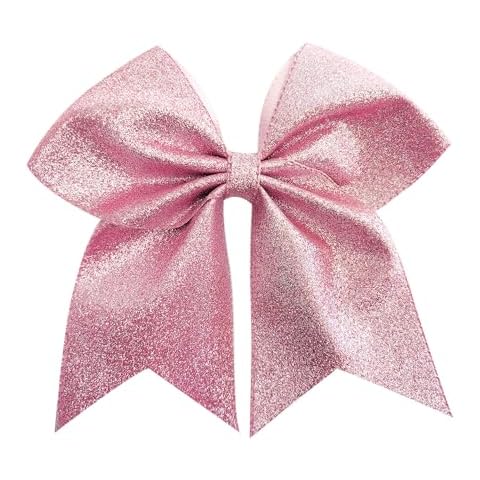 7" Large Glitter Cheer Hair Bows Clip for Girls and woman - Sparkling Pink Cover