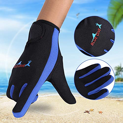 1Pair Diving Gloves Neoprene Non Skid Flexible Wetsuits Five Finger Gloves For Snorkeling Swimming Surfing Sailing Kayaking Diving(M Blue) #TOP3