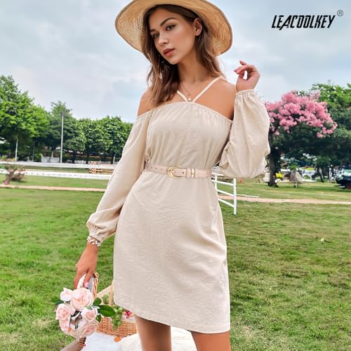 LEACOOLKEY 2 Pack Women Leather Belts for Jeans Dress Fashion Belt with Gold Silver Buckle Total Length 39",Suit for Waist Size 25"-30"4