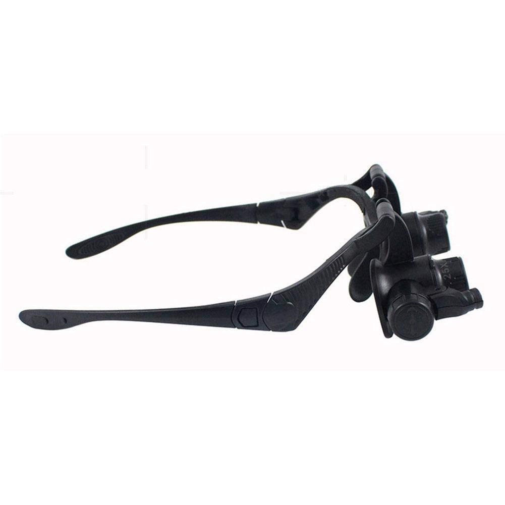 Lupa de reparación montada en la Cabeza 10X 15X 20X 25X Gafas con luz LED Lupa Diadema Joyería Relojero Lente óptica Lupa de Vidrio Lupa Lectura/Observación/Reparación Iluminación de reparación
