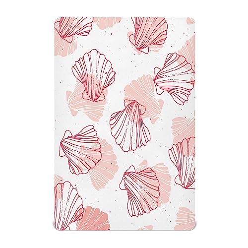 Image of Coral Seashell Crib Sheets - Stretchy Fitted Crib Sheets for Boys Girls, Unisex Cozy Baby Crib Sheet 28 x 52 x 9 Inches