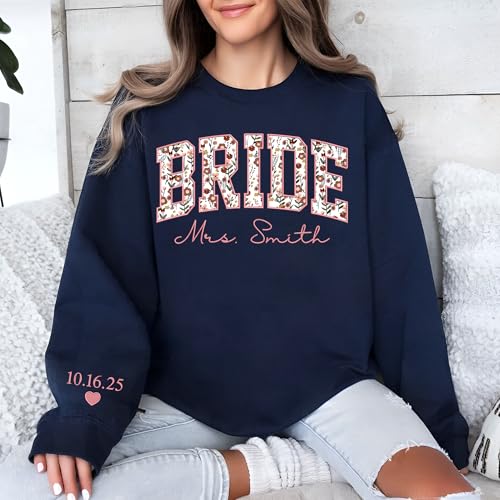 Custom Embroidered Mrs Sweatshirt, Wife shirts, Future Mrs Hoodie, Bride Sweatshirts, Personalized Gifts for Wedding Engagement, Bachelorette Party Gift Style 13
