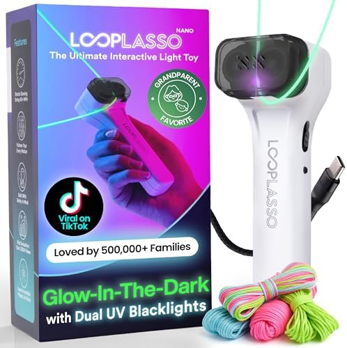 Loop Lasso NANO Glow in the Dark Rave Toys with Built-in UV Blacklight – Interactive Rope Launcher STEM Toy – Viral Flow and String Shooter Toy for Kids and Adults Loop Lasso NANO Glow in the Dark Rave Toys with Built-in UV Blacklight – Interactive Rope Launcher STEM Toy – Viral Flow and String Shooter Toy for Kids and Adults