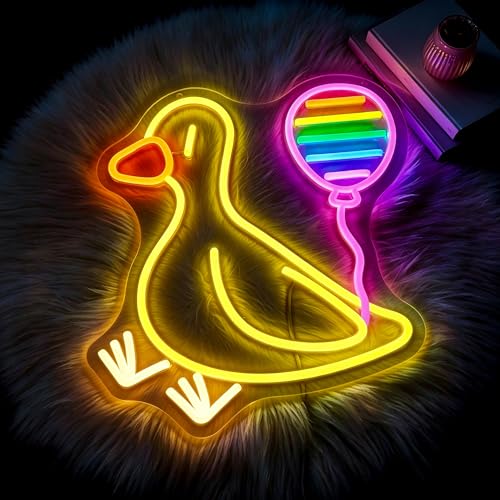 Image of Balloon Duck Neon Sign for Wall Decor Light Up Sign Led Signs for Room Party Home Wall Decor USB Powered