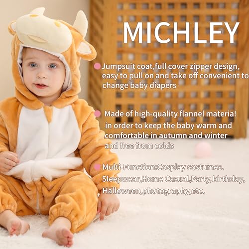 MICHLEY Unisex Baby Animal Costume Winter Autumn Hooded Romper Halloween Cosplay Jumpsuit Outfits3