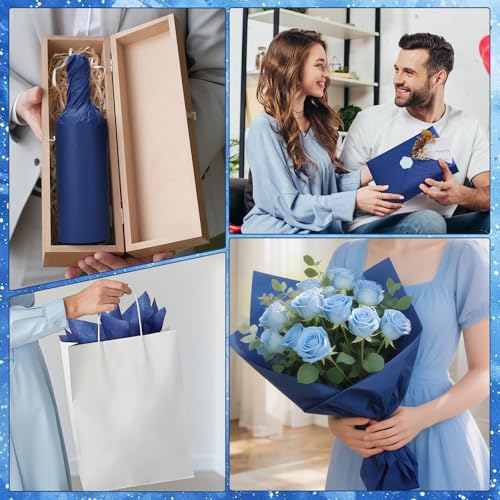 Image of woric 160 Sheets Blue Tissue Paper for Gift Bags 20 X 14 Inches Navy Wrapping Tissue Paper Bulk for DIY Crafts Gift Packaging Weddings Birthday Party Decorations
