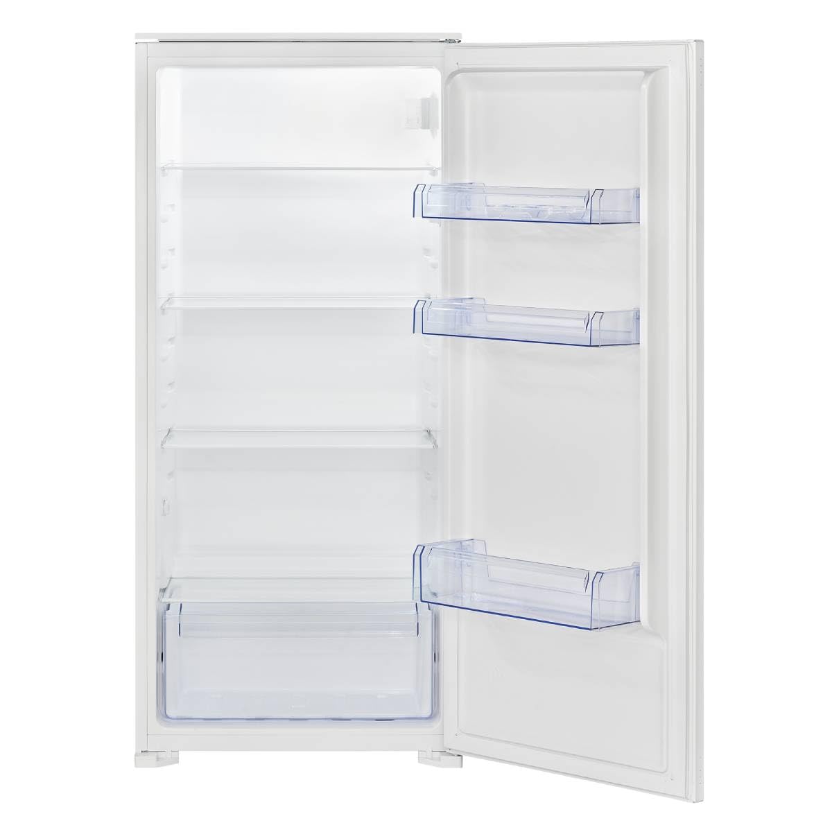 Bomann, Réfrigérateur Encastrable 199L Blanc VSE7811 avec Éclairage LED, Contrôle Électronique, Super Refroidissement, Alarme Sonore, 4 Étagères en Verre, Bac à Légumes, Dimensions 122x54x54 cm