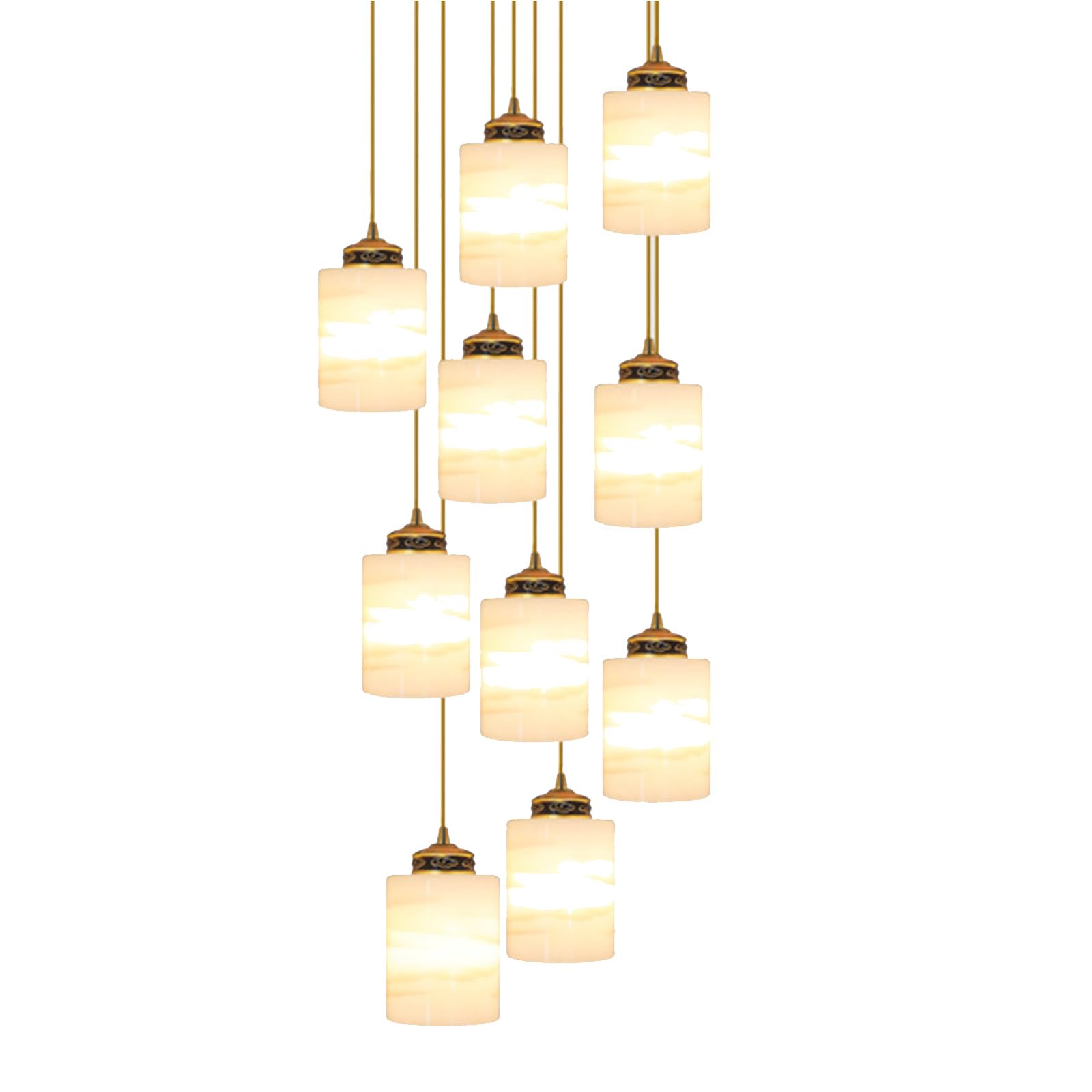 Lustre d'escalier moderne suspension boule LED plafonds hauts cage d'escalier 10 têtes