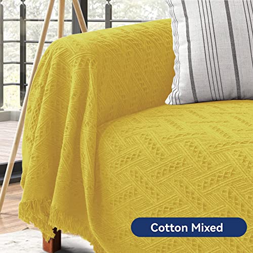 Homerilla Cotton Couch Cover Geometric Jacquard Sofa Cover Yellow Couch Covers For 2 Cushion Couch Sofa Sectional Couch Covers (71"X 102", Loveseat, Yellow) #TOP1