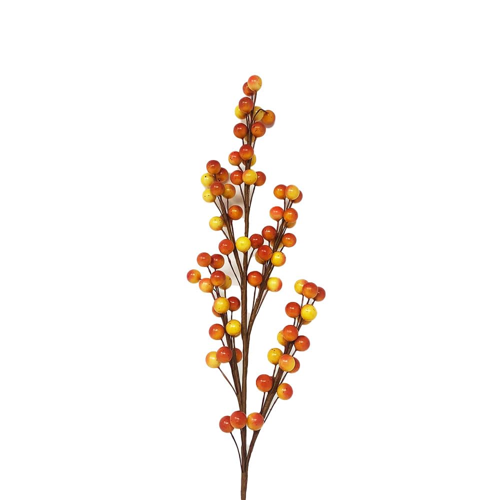 FloristryWarehouse Autumn Artificial Berry Spray 43cm/17 Inches Tall Yellow Orange