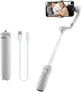 Mibee SMOOTH-Q4 Estabilizador de cardan de 3 eixos portátil para smartphone Vlog Gimbal de telefone portátil Haste extensível embutida de 215 mm com mini tripé Max. 280g de carga útil suporta vários