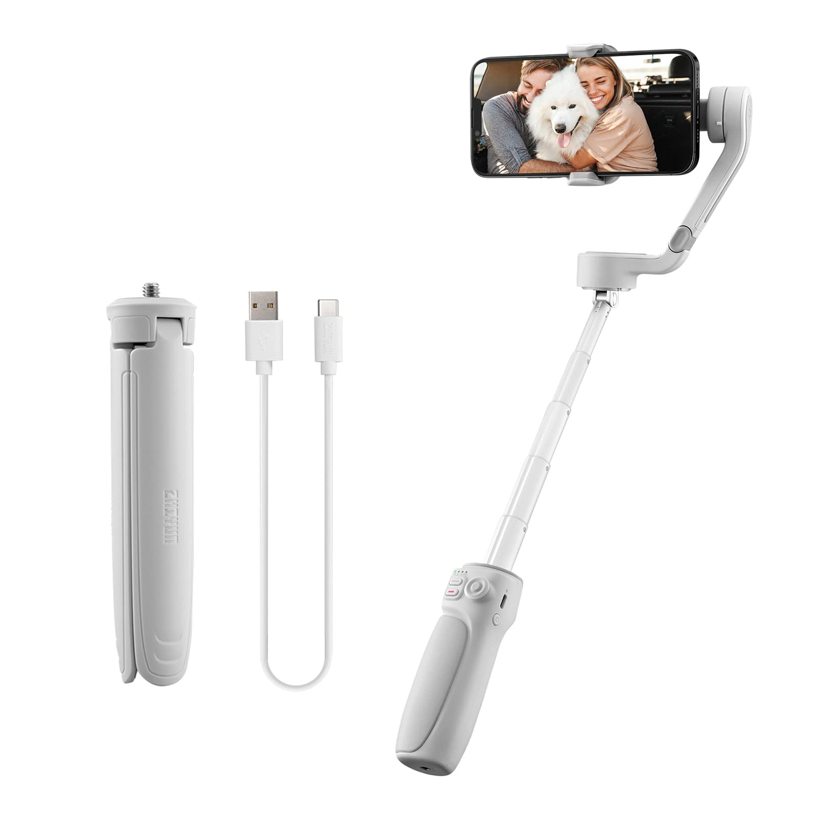 XINYIFUsmooth q4, SMOOTH-Q4 Handheld 3-Axis Gimbal Stabilizer for Smartphone Portable Phone Vlog Gimbal Built-in 215mm Extendable Rod with Mini Tripod Max. 280g Payload Supports Gesture C