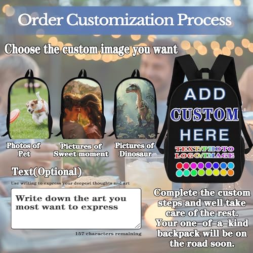 Custom Backpack Personalized Backpacks with Photo Text Logo Customized Unique Backpacks Travel Shopping Office for Men Women Employee Memorial Day Holiday Gifts Corporate Group Purchase3