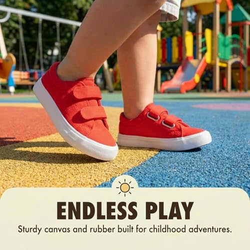 EMMA NEW YORK Toddler Sneakers Canvas Toddler Shoes Girls Boys (Red, 5) by EMMA NEW YORK - Used condition - Image 4
