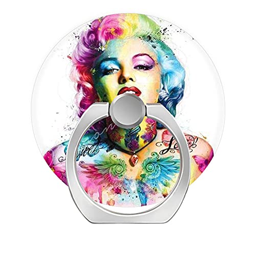 Cell Phone Ring Holder Finger Kickstand,360 Degree Rotation Stand Grip with Car Mount Compatible with All Smartphone - Marilyn Monroe Colorful Diamond Art
