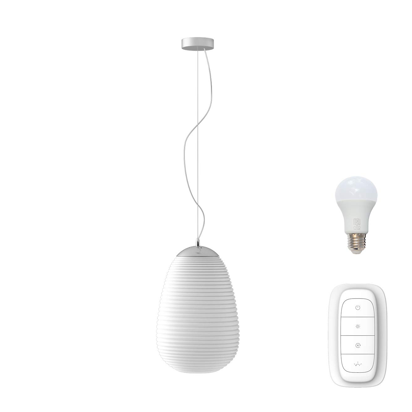 Immax Neo COCONO inteligentne wiszące światło, w zestawie przełącznik przyciemniania, zmiana koloru RGB, możliwość ściemniania, ZigBee 3.0, 2700 K, kompatybilne z Echo Plus i Echo Show oraz Philips Hue Bridge (24 x 34 cm)