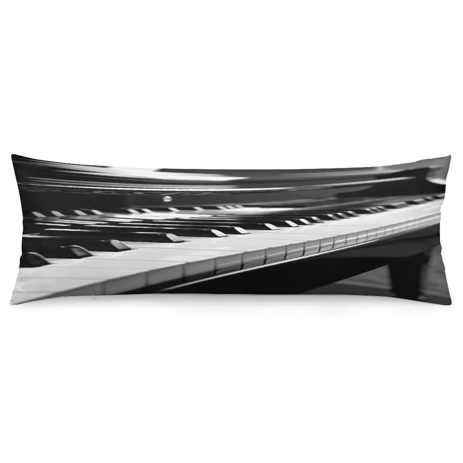 Black White Piano Keyboard Pillowcase Long Body Pillow Cover Soft Decorative Body Pillow Case Breathable Large Pillowcase Cute Cozy Pillow Protector for Bed Sofa Couch Room 18.9 X 53 Inch