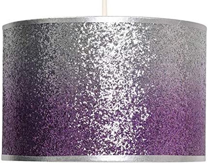 K LIVING Mallow Purple and Silver Ombre Glitter Easy Fit Drum Ceiling Light Shade