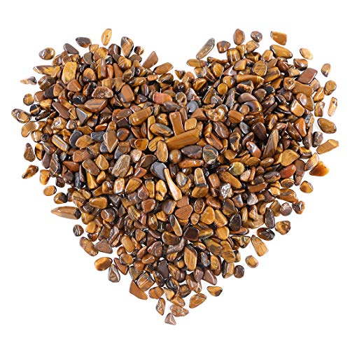 Swpeet 1 Pound Tiger's Eye Small Tumbled Chips Stone Gemstone Chips Crushed Pieces Irregular Shaped Stones Crystal Chips Stone Perfect for Jewelry Making Home Decoration