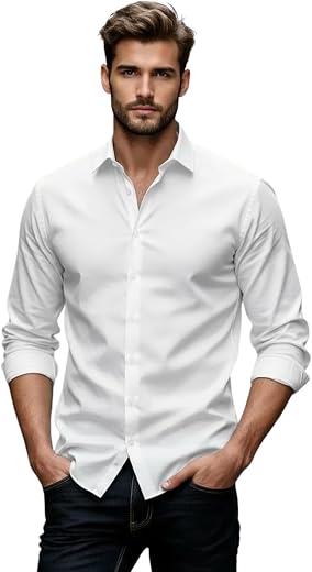 Glowic Men's Plain Casual Shirt | Cotton Soft &amp; Breathable Fabric | Full Sleeve Comfort Fit Stylish Solid Shirts for Office