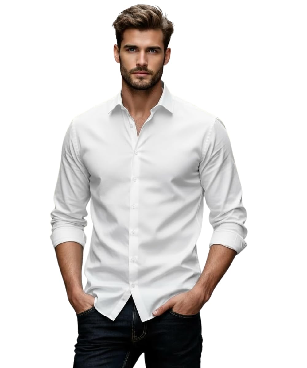 glowic Men's Plain Casual Shirt | Cotton Soft & Breathable Fabric | Full Sleeve Comfort Fit Stylish Solid Shirts for Office-picture-13