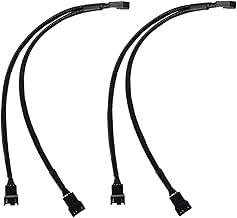 Ainkou 2 PCS PWM Fan Splitter Cable PC Fan Extension Cable Fan Power Adapter (Black Sleeved Braided)