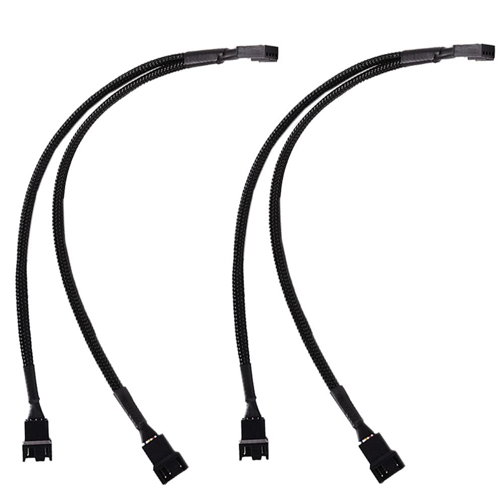 Lot de 2 câbles répartiteurs de ventilateur PWM en Y - 1 vers 2 - Noir tressé Lot de 2 câbles répartiteurs de ventilateur PWM en Y - 1 vers 2 - Noir tressé
