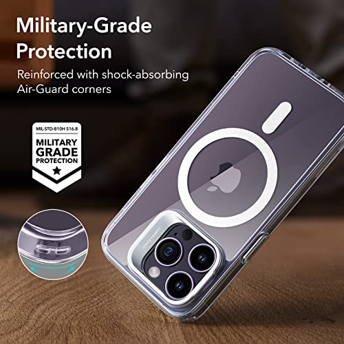 Image of ESR for iPhone 14 Pro Case, Compatible with MagSafe, Built-in Camera Ring Stand, Military-Grade Protection, Magnetic Phone Case for iPhone 14 Pro, Classic Kickstand Case (HaloLock), Clear