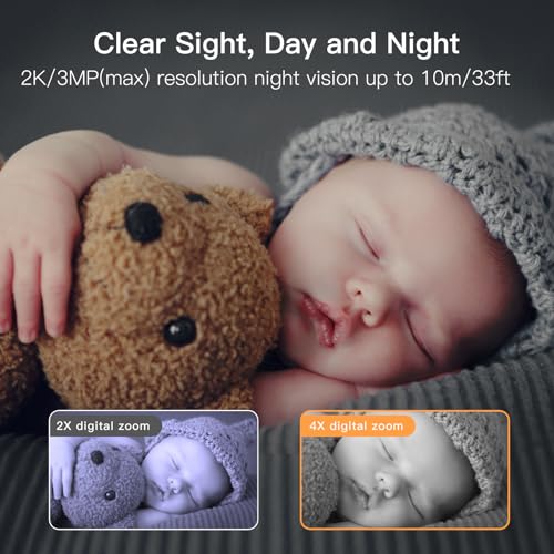 ARENTI Baby Monitor, 2K Smart Baby Camera with 5-Inch Upgraded Wireless Display, Super Night Vision, Lullabies, Cry & Motion Detection, Temp & Humidity Sensor, Two Way Audio