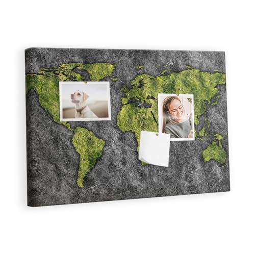 Korktafel Wand Organisation inkl. Reißnadeln | Funktionales Memoboard für Home Office, Schule, Arbeitszimmer | Planung von Aufgaben, Fotos, Notizen, Terminen 60x40 - metallisch - Weltkarte Korktafel Wand Organisation inkl. Reißnadeln | Funktionales Memoboard für Home Office, Schule, Arbeitszimmer | Planung von Aufgaben, Fotos, Notizen, Terminen 60x40 - metallisch - Weltkarte
