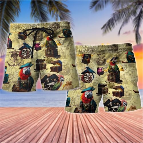 Parrot Lovers Mens Swim Trunks - Summer Elastic Waistband Men's Summer Quick-Dry Swim Shorts Set 043