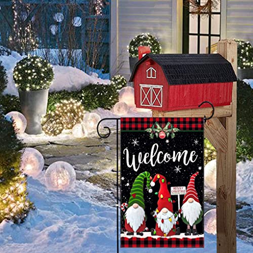 Merry Christmas Garden Flag 12X18 Double Sided,Holiday Winter Garden Flag,Gnomes Welcome Yard Flags For Outside, Yard Decorations Outdoor Buffalo Plaid (Christmas) #TOP3