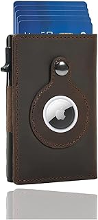 Airtag Smart Wallet | 100% Genuine Leather | RFID Blocking Technology | Slim Minimalist Air Tag | Best Gift for Men | Credit Card Money Holder (Leder, Coffee Color)