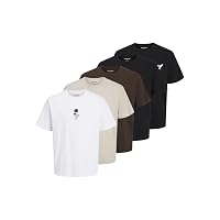 JACK & JONES Jjwolfie Tee SS Crew Neck 5Pk MP, Marrone Cioccolato