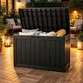 NBYSGO Outdoor Storage Box, Resin Deck Boxes outdoor, Waterproof Storage Box Lockable Lid (Black, 50 Gallon)