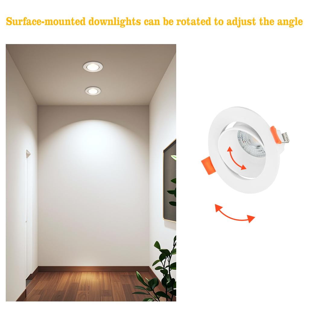 Foco LED empotrable orientable, lote de 6,regulable foco empotrable para cuarto de baño, 6000 K, Ø85, IP44,7 W GU10 bombillas, iluminación de techo para sala de estar, cocina, dormitorio, apertura 70