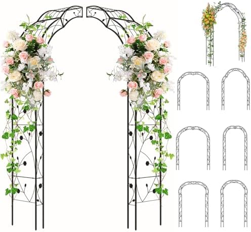 Half Side Garden Arch, Metal Wall Mounted Rose Arch, Pergola Trellis Grape Vines Archway Outdoor Decoration Garden Arbor Arbours For Climbing