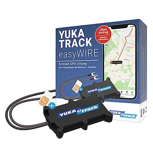 YUKAtrack easyWire GPS Ortung Tracker für Auto, Motorrad, LKW, Wohnwagen,SIM Karte und Datenflat inkl. Europaweite LIVE Ortung,Fahrtenbuch,Komplettset: Kein ABO, ohne Vertrag, Sofort einsatzbereit