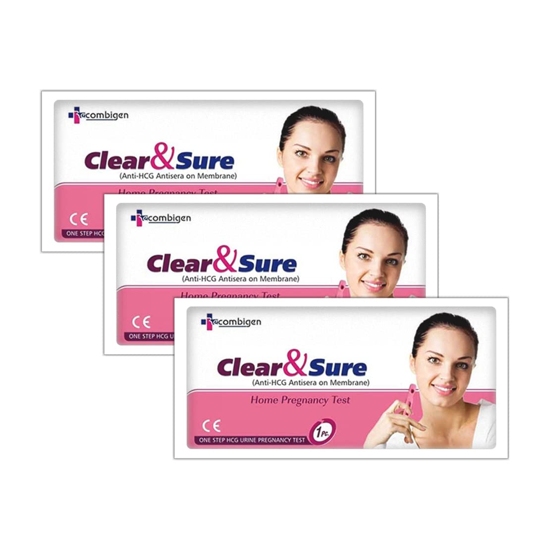 Clear & Sure One Step Urine HCG Pregnancy Test Kit Pack of 3