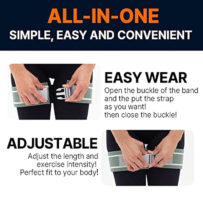 Adjustable Booty Band, Fabric Resistance Bands with Buckle, All-in-One, Non-Slip Bands for Women and Men, Hip Loops for Leg Squat Butt Glutes - Multicolour