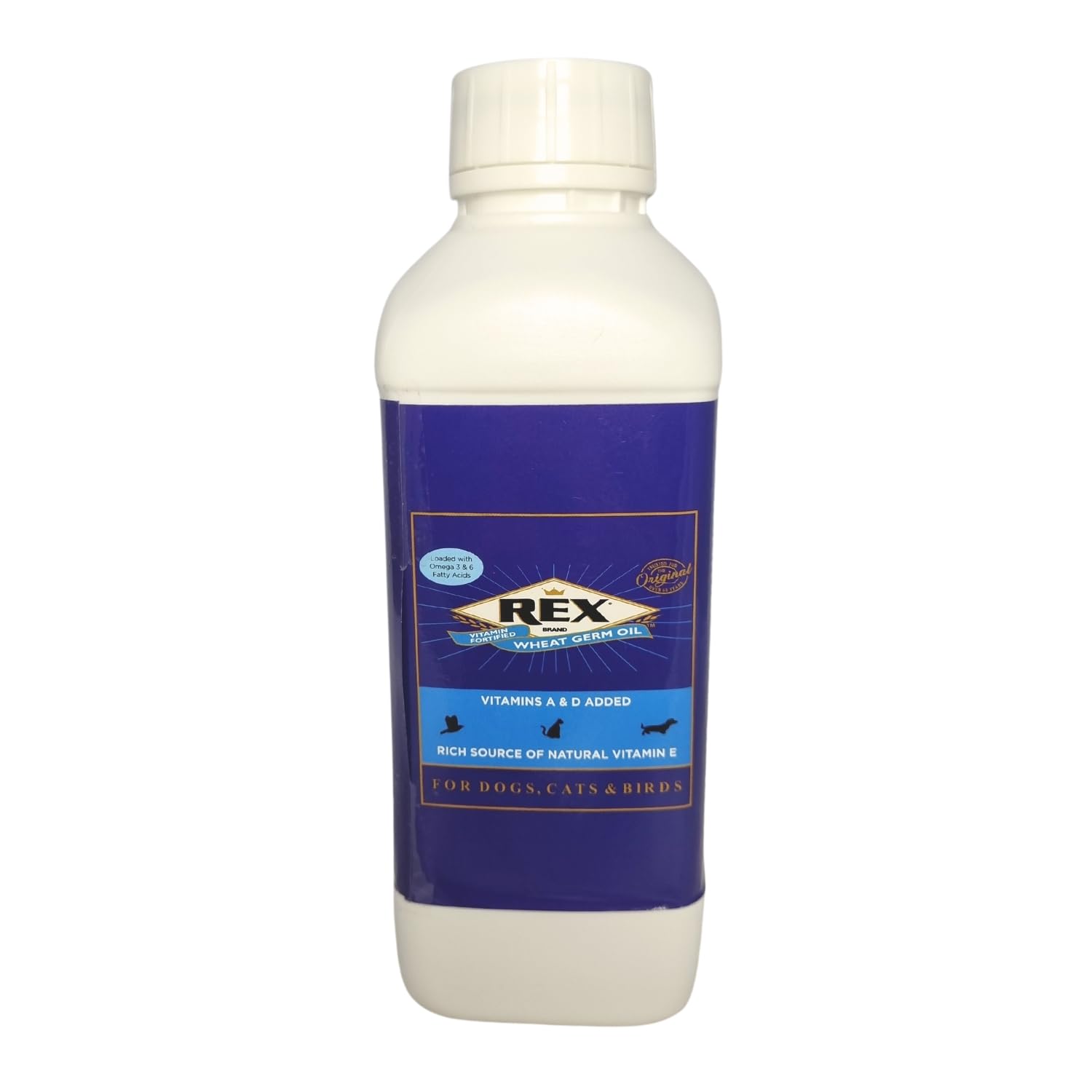 Rex Wheat Germ Oil Rich in Vitamin E Omega 3 and 6 for Healthy Skin & Shiny Coat for Dogs Cats Horses Rabbits Guinea Pigs Ferrets Hamsters Birds No Preservatives (500 Ml)