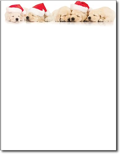 Cachorros de Papá Noel día festivo Navidad Letterhead Papel80hojas