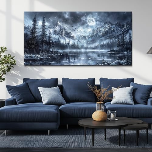 FUHAIHUA Canvas Wall Decor For Living Room Large Wall Art For Bedroom Office Decoration Black And White Wall Painting Forest Landscape Picture Hotel Artwork Poster Home Decor Ready to Hang 24X48 In