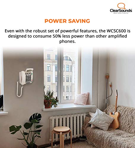 ClearSounds CSC600 UltraClear Amplified Telephone with Medical Emergency Buttons - Up to 50dB Amplification, Hearing Aid Compatible