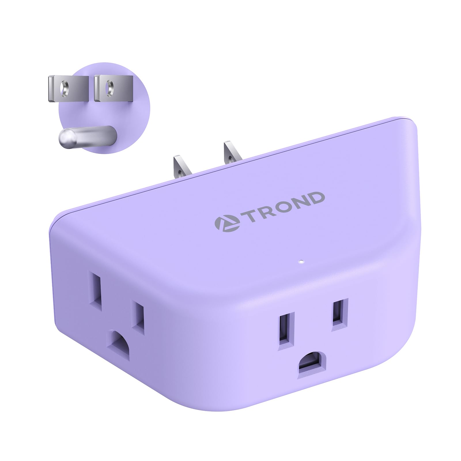 TROND Purple Outlet Extender - Plug Splitter with 3-Prong Grounded Sockets, 3 Way Angled Outlet Adapter, Wall Plug Expander, Cruise Ship Essentials,