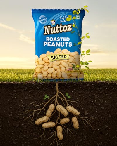 Image of Nuttoz Roasted Peanut Salted - Pack of 2 (160gm each) | Jumbo Roasted Moongfali | Non Fried Ready to Eat Healthy Snack | Crunchy Snack and Namkeen
